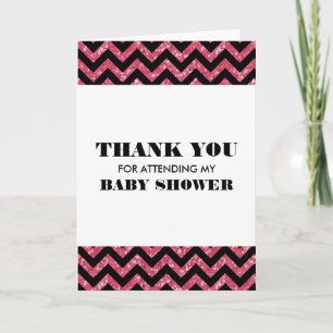 Pink Zickzack Glitzer Babydusche Danke