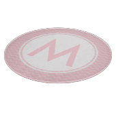 Pink, Zickzack, Monogramm, Glasschneider 12" Schneidebrett (Ecke)