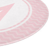 Pink, Zickzack, Monogramm, Glasschneider 12" Schneidebrett (Ecke)