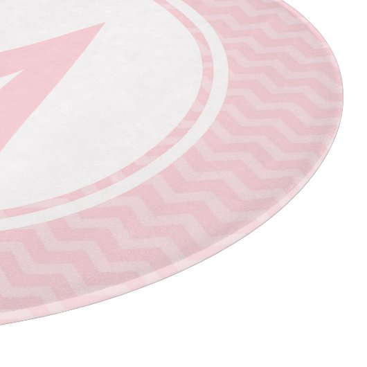 Pink, Zickzack, Monogramm, Glasschneider 12" Schneidebrett (Ecke)