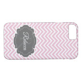 Pink Zickzack Personalisiert iPhone Case (Rückseite (Horizontal))