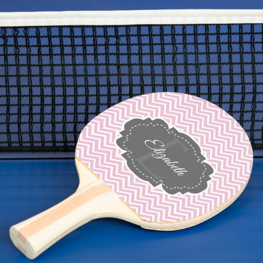 Pink Zickzack Personalisiert Ping Pong Paddel Tischtennis Schläger (InSitu)