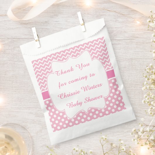 Pink Zickzack & Polka Dot Kinderdusche Party Geschenktütchen (Ausgeschnitten)