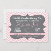 Pink Zickzack unser kleiner Pumpkin Geburtstag ein Einladung (Vorderseite)