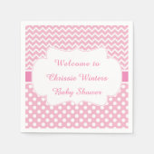 Pink Zickzack & White Polka Dots Kinderdusche Part Serviette (Vorderseite)