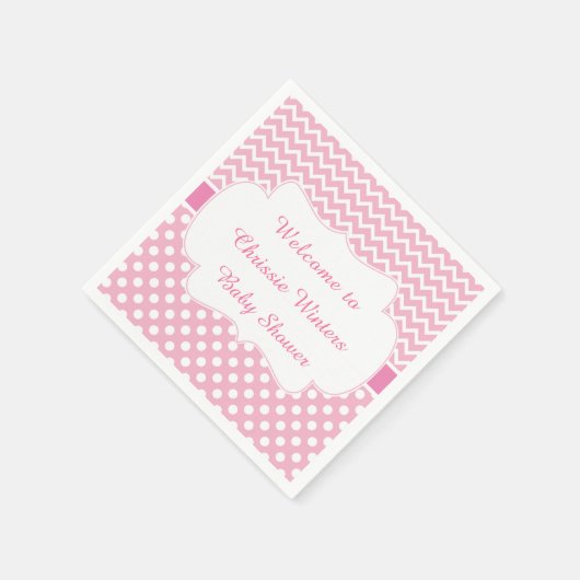 Pink Zickzack & White Polka Dots Kinderdusche Part Serviette (Ecke)