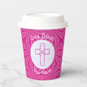 Pink Zig Zag Christliches Kreuz Pappbecher (Vorderseite)
