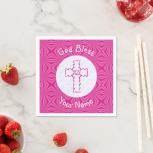 Pink Zig Zag Christliches Kreuz Serviette
