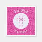 Pink Zig Zag Christliches Kreuz Serviette (Vorderseite)