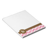 Pink Zig Zag Muster Monogramm Notizblock (angewinkelt)