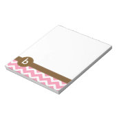 Pink Zig Zag Muster Monogramm Notizblock (Rotiert)