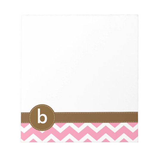 Pink Zig Zag Muster Monogramm Notizblock (Vorderseite)