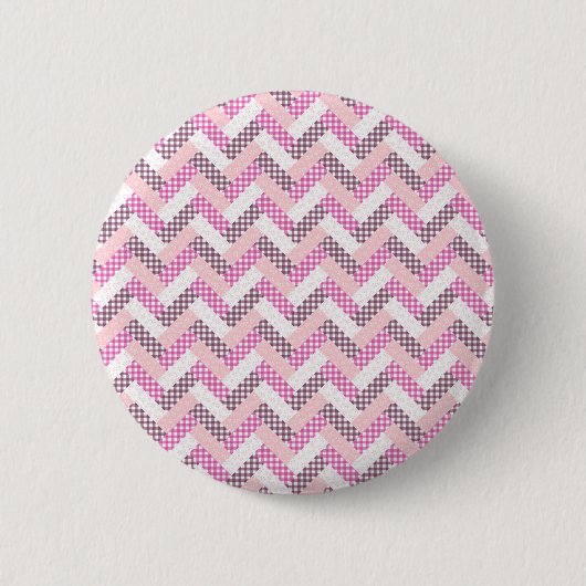 Pink Zig Zag Quilt Muster Geschenke für sie Button (Vorderseite)