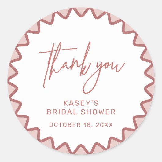 Pink Zigzag Border Danke Sticker (Vorderseite)