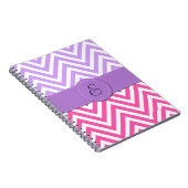 Pink Zigzag, Lila Zigzag, Zickzack, Monogramm Notizblock (Rechte Seite)