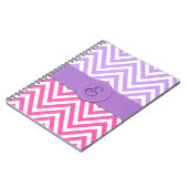 Pink Zigzag, Lila Zigzag, Zickzack, Monogramm Notizblock (Linke Seite)