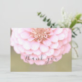 Pink Zinnia Blume Blumenlatte Danke Karte (Stehend Vorderseite)