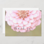 Pink Zinnia Blume Blumenlatte Danke Karte (Vorne/Hinten)
