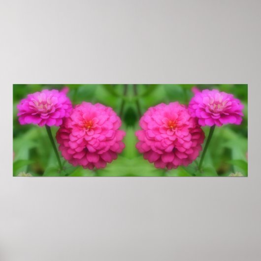 Pink Zinnia Blume Mirror Abstrakt Poster (Vorne)