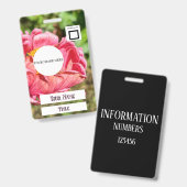 Pink Zinnia Blume Name des benutzerdefinierten Bil Ausweis (Vorder- & Rückseite)