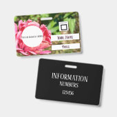 Pink Zinnia Blume Name des benutzerdefinierten Bil Ausweis (Vorder- & Rückseite)