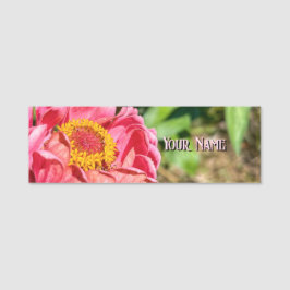 Pink Zinnia Blume Name des benutzerdefinierten Bil Namensschild