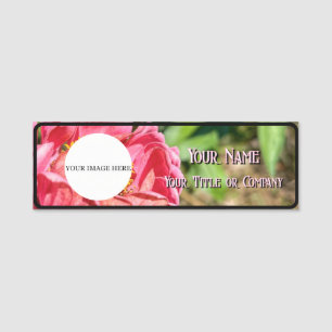 Pink Zinnia Blume Name des benutzerdefinierten Bil Namensschild