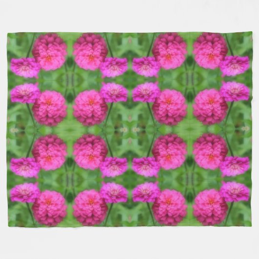 Pink Zinnia Blume Pair Abstrakt Fleecedecke (Vorderseite (Horizontal))