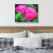 Pink Zinnia Blume Pair Leinwanddruck (Insitu (Schlafzimmer))