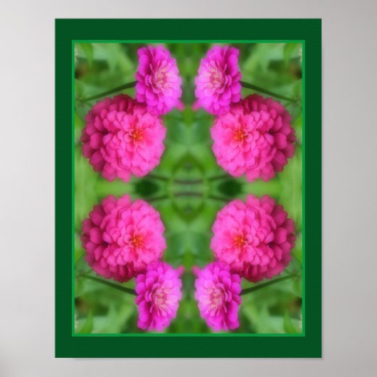 Pink Zinnia Blume Pair Nah Abstrakt Poster (Vorne)