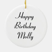 Pink Zinnia Custom Geburtstag Keramik Ornament (Hinten)