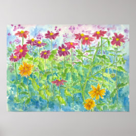 Pink Zinnia Daisy Garden Blume Poster