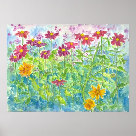 Pink Zinnia Daisy Garden Blume Poster (Vorne)