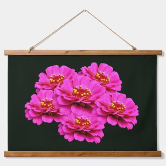 Pink Zinnia Flower Bouquet Wandteppich Mit Holzrahmen