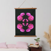 Pink Zinnia Flower Pair Nature Abstract Wandteppich Mit Holzrahmen (Schlafzimmer)