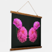 Pink Zinnia Flower Pair Twins Wandteppich Mit Holzrahmen (Gewinkelt)