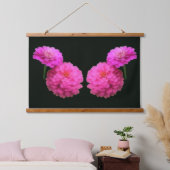 Pink Zinnia Flower Pair Twins  Wandteppich Mit Holzrahmen (Schlafzimmer)