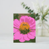 Pink Zinnia Postkarte (Stehend Vorderseite)