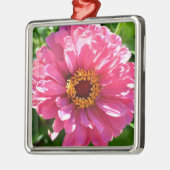 Pink Zinnia Silbernes Ornament (Links)