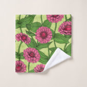 Pink Zinnias auf hellgrün Badhandtuch Set (Waschlappen)