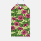 Pink Zinnias auf hellgrün Geschenkanhänger (Rückseite)