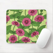 Pink Zinnias auf hellgrün Mousepad (Mit Mouse)