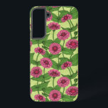 Pink Zinnias auf hellgrün Samsung Galaxy Hülle<br><div class="desc">Handgemalte Zinnia-Blume</div>
