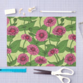 Pink Zinnias auf hellgrün Seidenpapier (Handwerk)