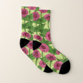 Pink Zinnias auf hellgrün Socken (Paar)