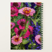 Pink Zinnias und Blue Salvia Floral Notizblock (Rückseite)