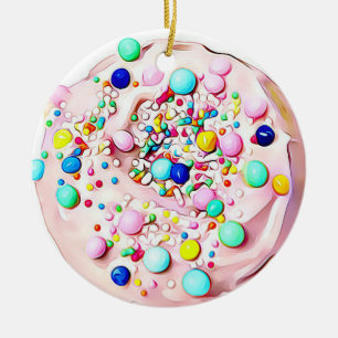 Pink Zucker Cookie Realistisches Essen Weihnachten Keramik Ornament