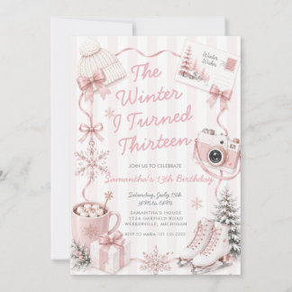 Pink zum dreizehnten Geburtstag im Winter Einladung