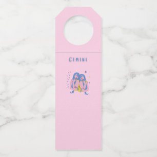 Pink Zwillinge, Sternzeichen, Sternzeichen Druck Flaschenanhänger