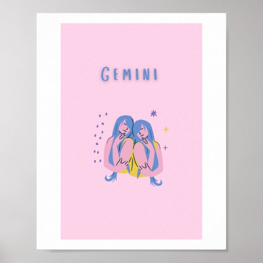 Pink Zwillinge, Sternzeichen, Sternzeichen-Druck Poster (Vorne)